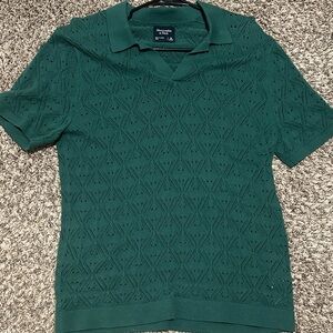 Abercrombie Deep Green Geometric Polo